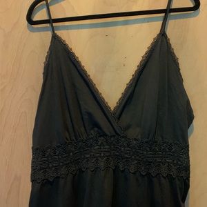 Simple black dress w lace cutout around midriff